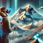 A breathtaking virtual landscape combining elements of Mount Everest with a high-tech virtual reality experience