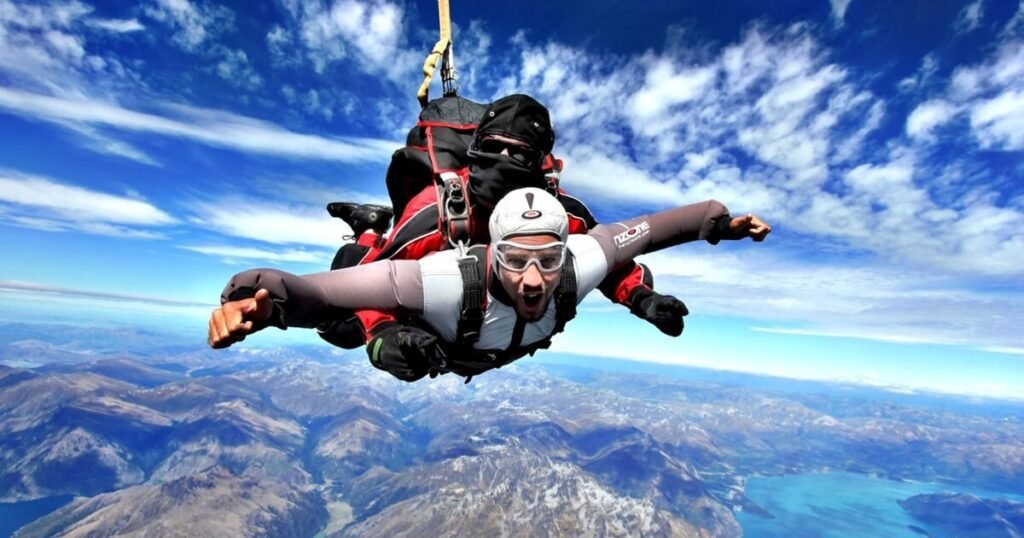 Skydiving in New Zealand - a thrilling adventure activity over breathtaking landscapes