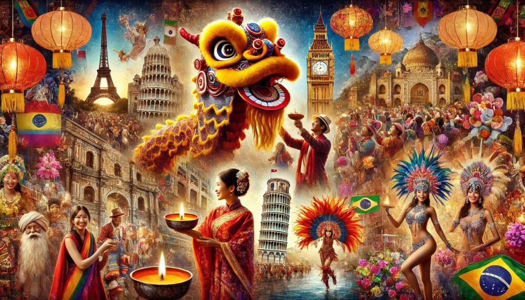 traditional festivals from around the world, showcasing diverse cultural celebrations