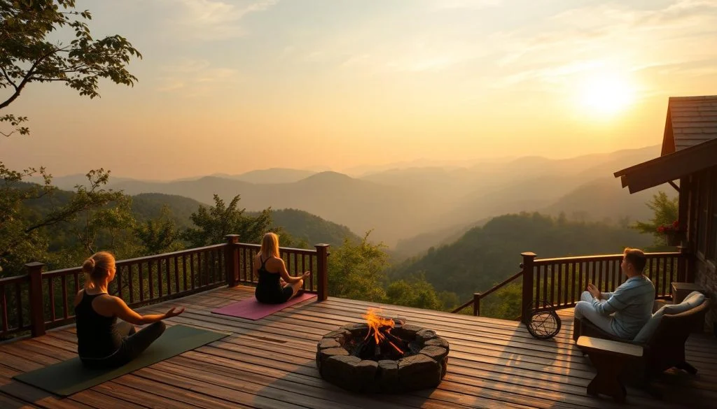 Peaceful outdoor yoga session at a digital detox resort in California, USA